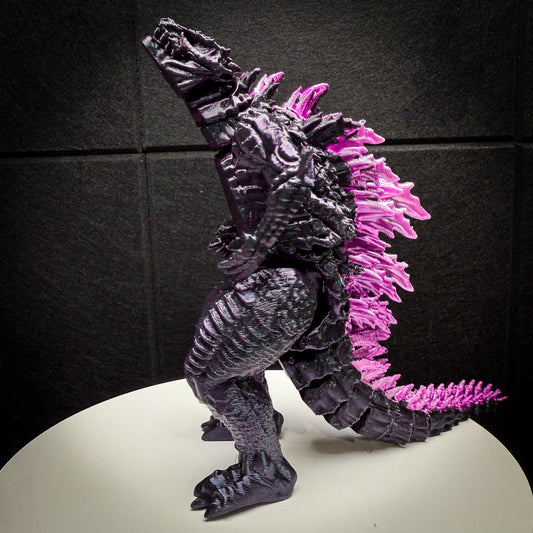 Fully Articulated Godzilla Figure Powered Shiny Pink 11 Inches! Posable Moving Handmade Kaiju Toy | Flexible Limbs | Gift for Monster Fans