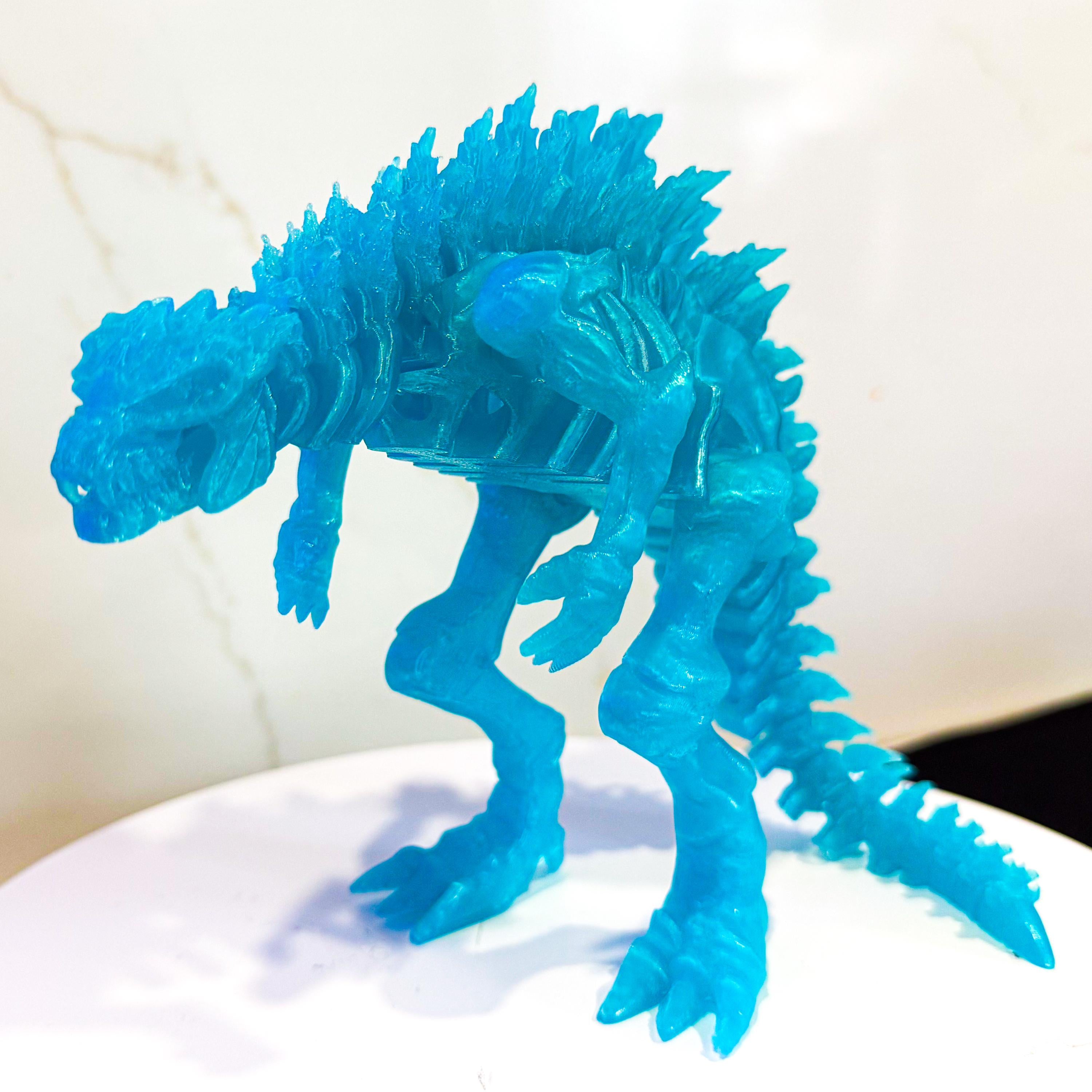Fully Articulated Skeletonized Godzilla Icey Blue Kaiju