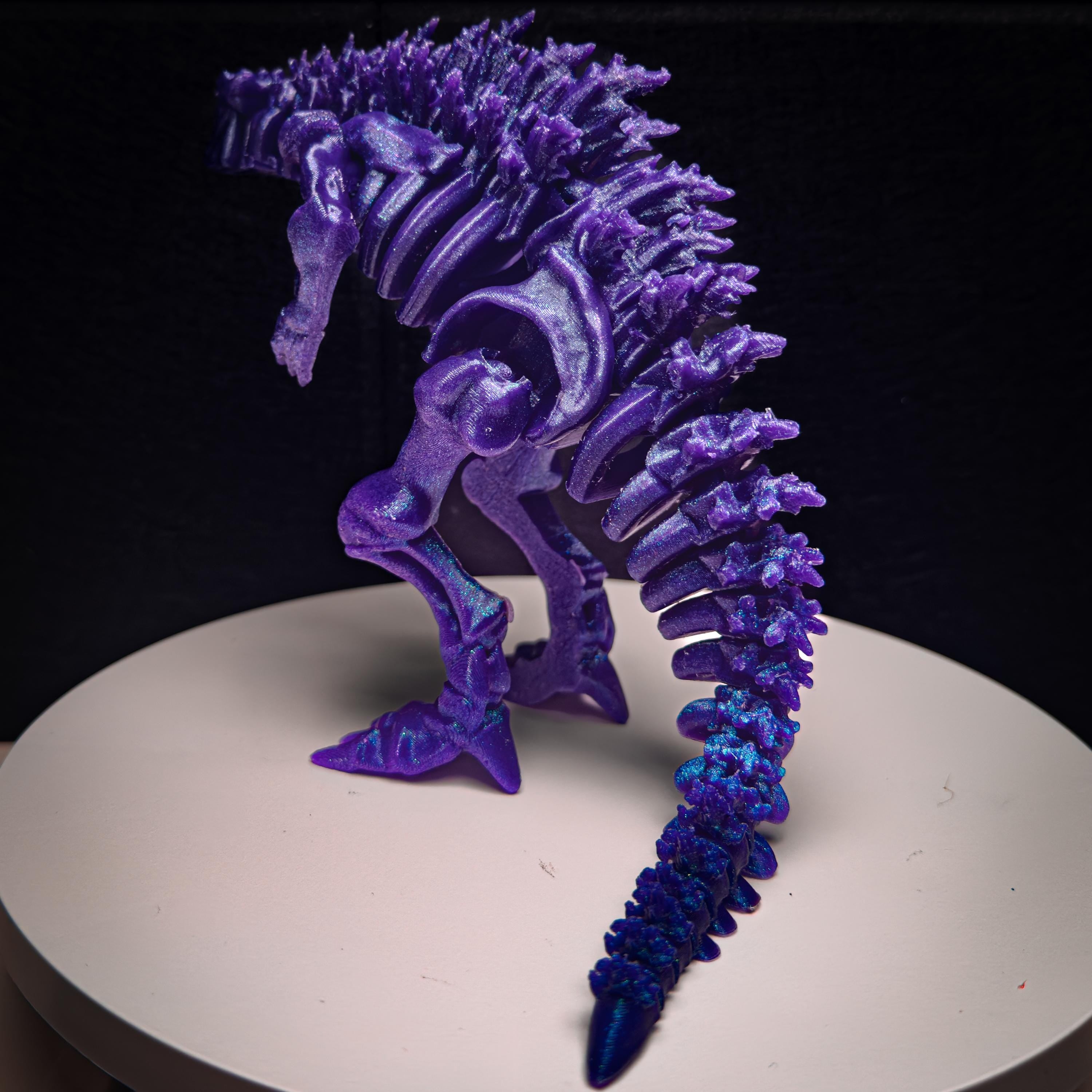 Skeletonized Godzilla Purple Nebula Vibrant Galaxy Figure