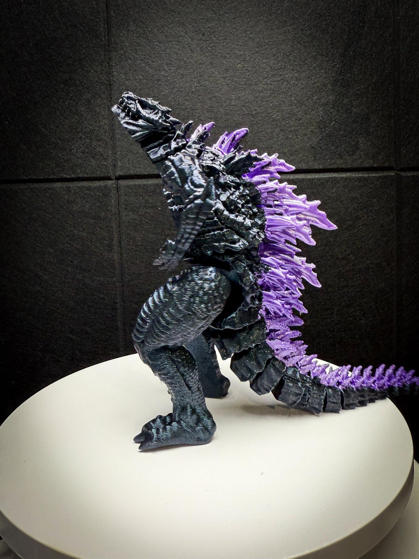 Fully Articulated Godzilla Shiney Dark Purple Figure 11 Inches! | Poseable Moving Handmade Kaiju Toy Flexible Limbs | Gift for Monster Fans