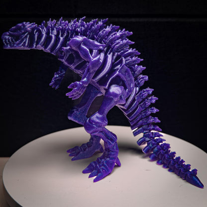 Fully Articulated Skeletonized Godzilla Purple Nebula Vibrant Galaxy Figure | Posable Handmade Titan Toy | Skeleton Kaiju Monster Dragon