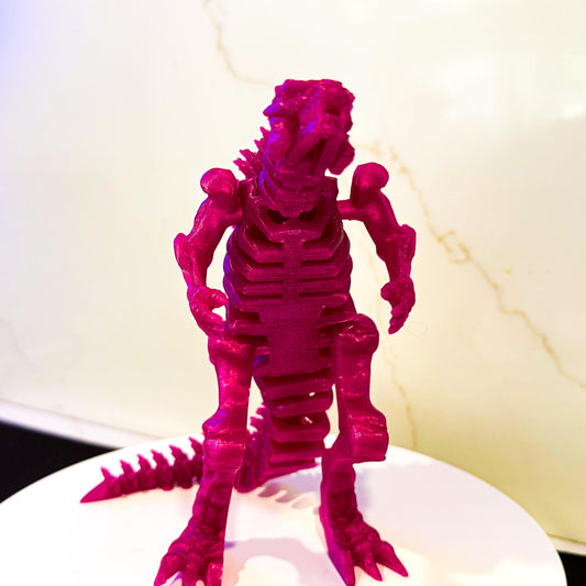 Fully Articulated Skeletonized Godzilla Amethyst Purple Vibrant Figure | Posable Handmade Titan Toy | Skeleton Kaiju Monster Dragon