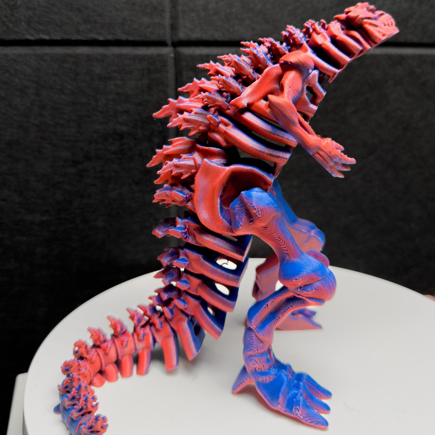 Fully Articulated Skeletonized Godzilla 3D Effect Red & Blue Figure | Poseable Moving Handmade Titan Toy | Skeleton Kaiju | Perfect Gift