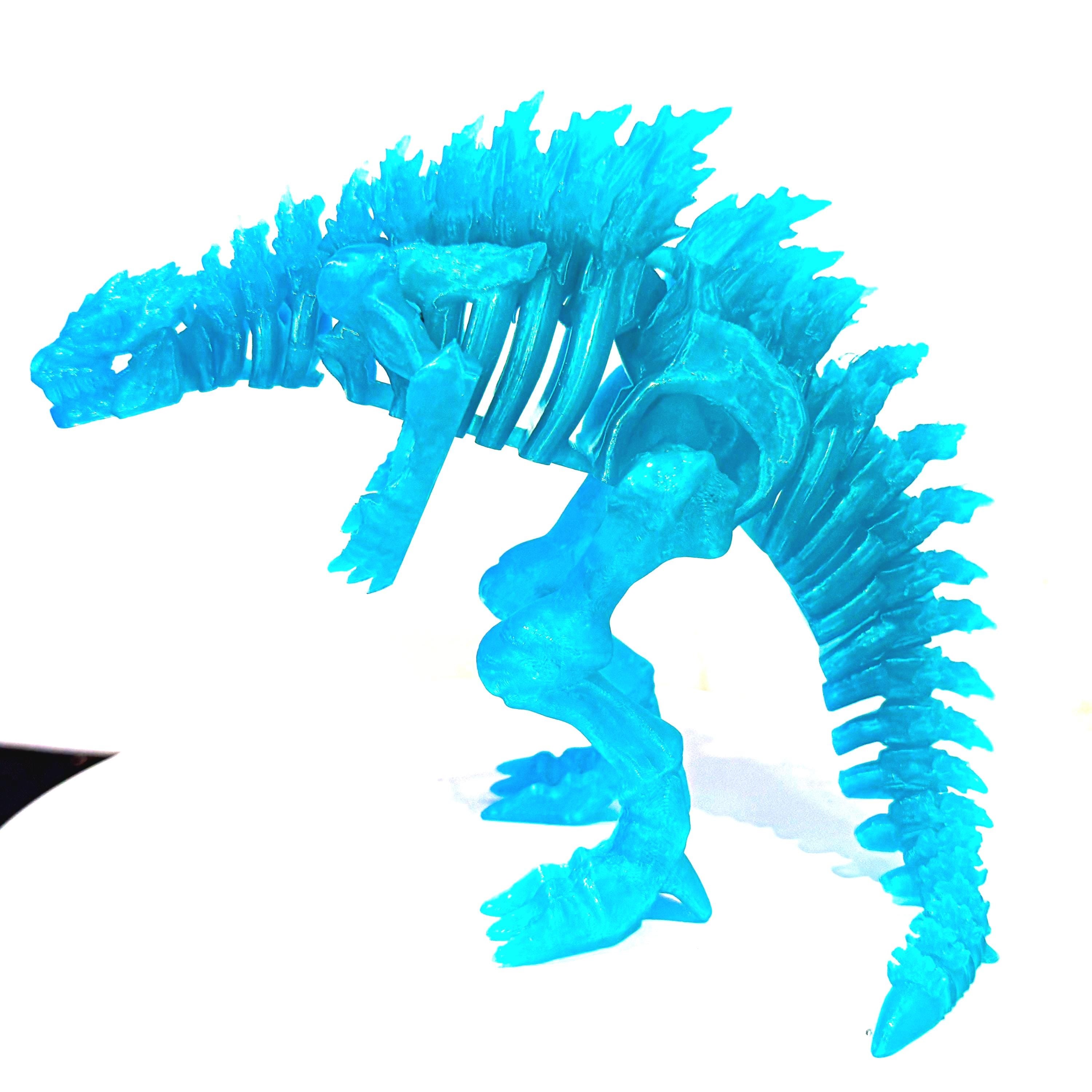Fully Articulated Skeletonized Godzilla Icey Blue Kaiju