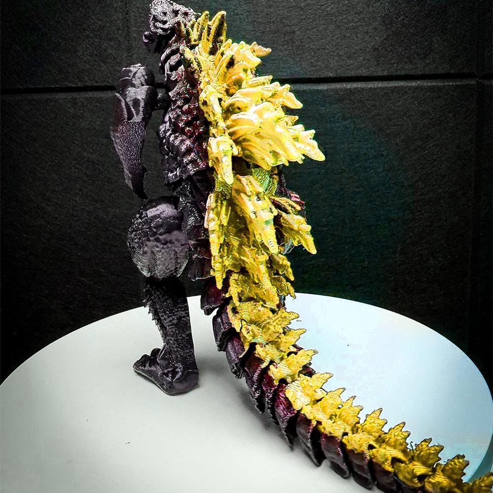 Fully Articulated Godzilla Figure Powered Gold Posable Kaiju Toy