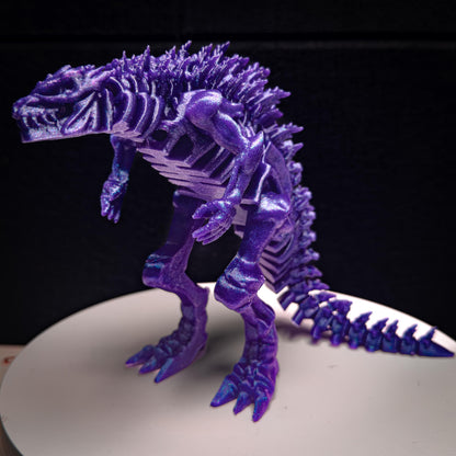 Fully Articulated Skeletonized Godzilla Purple Nebula Vibrant Galaxy Figure | Posable Handmade Titan Toy | Skeleton Kaiju Monster Dragon