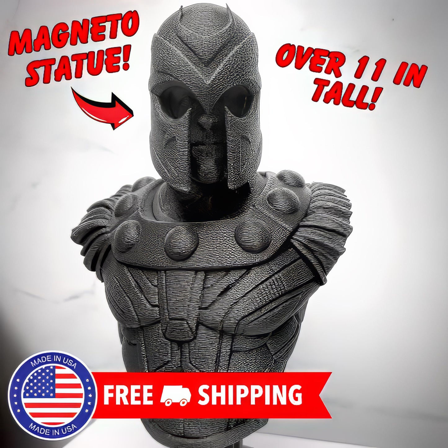 Magneto Black Textured Statue Bust