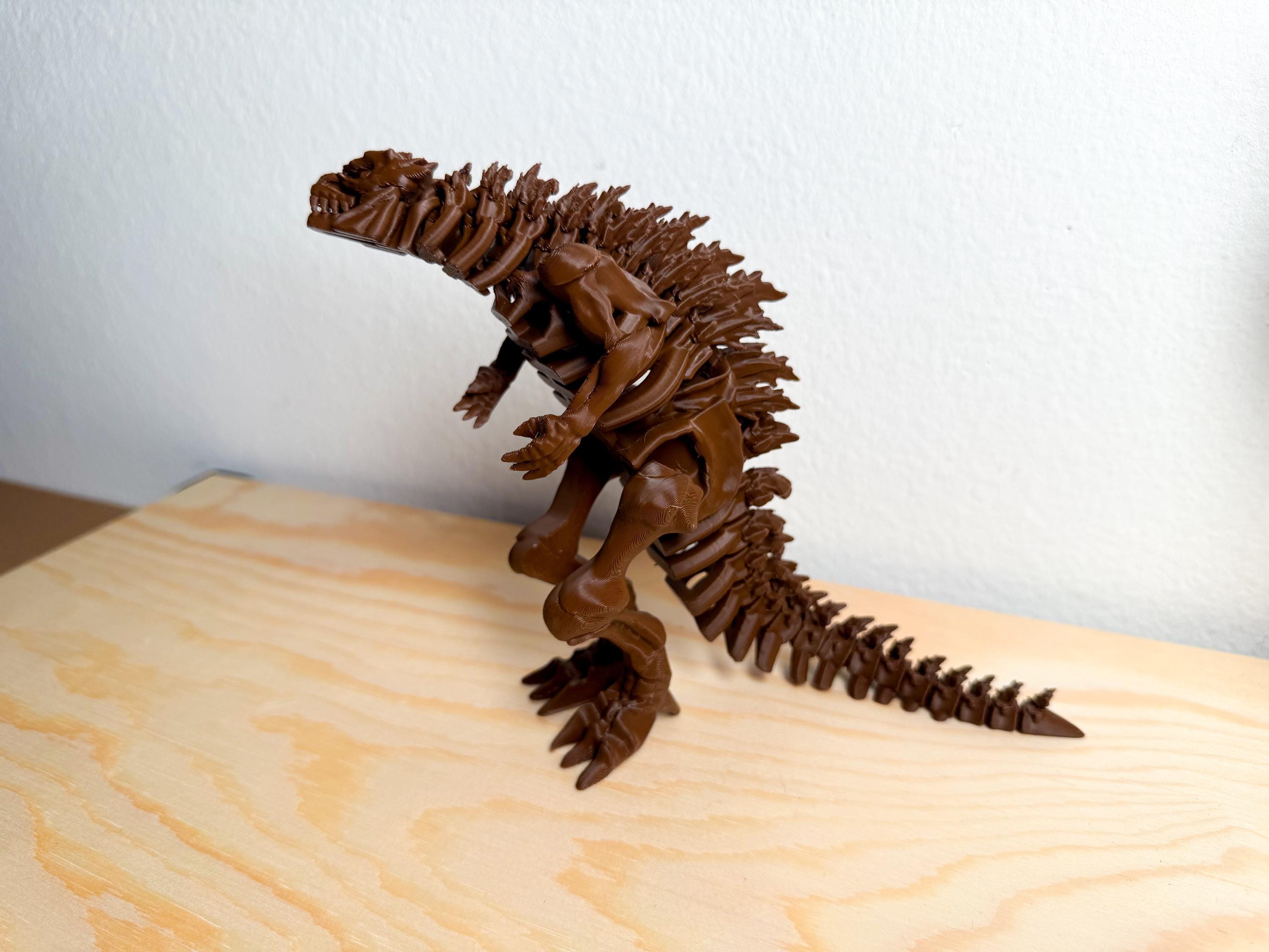 Brown Fully Articulated Skeletonized Godzilla Figure Bones Fossil Posable Toy