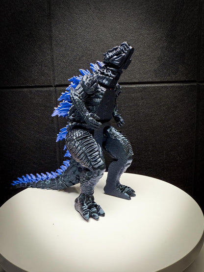 Fully Articulated Godzilla Figure Powered Shiny Blue 11 Inches! Posable Moving Handmade Kaiju Toy | Flexible Limbs | Gift for Monster Fans
