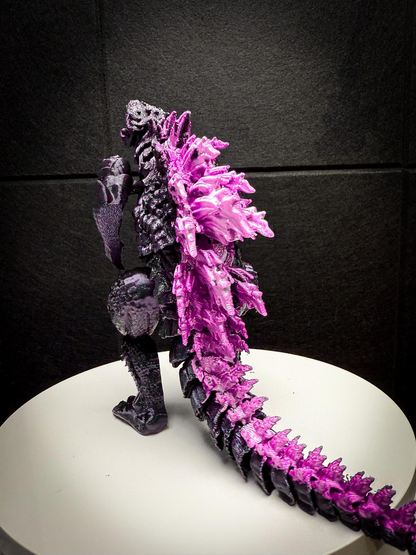 Fully Articulated Godzilla Figure Powered Shiny Pink 11 Inches! Posable Moving Handmade Kaiju Toy | Flexible Limbs | Gift for Monster Fans