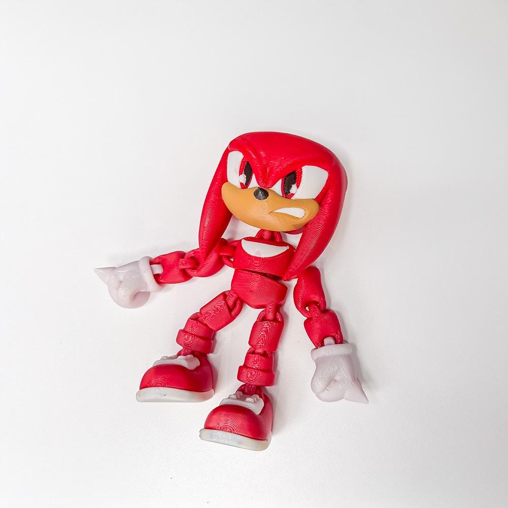 Fully Articulated Knuckles Sonic Figure Sega Gaming! Posable Moving Handmade Video Game Toy | Flexible Limbs | Perfect Gift for Gamer Fans
