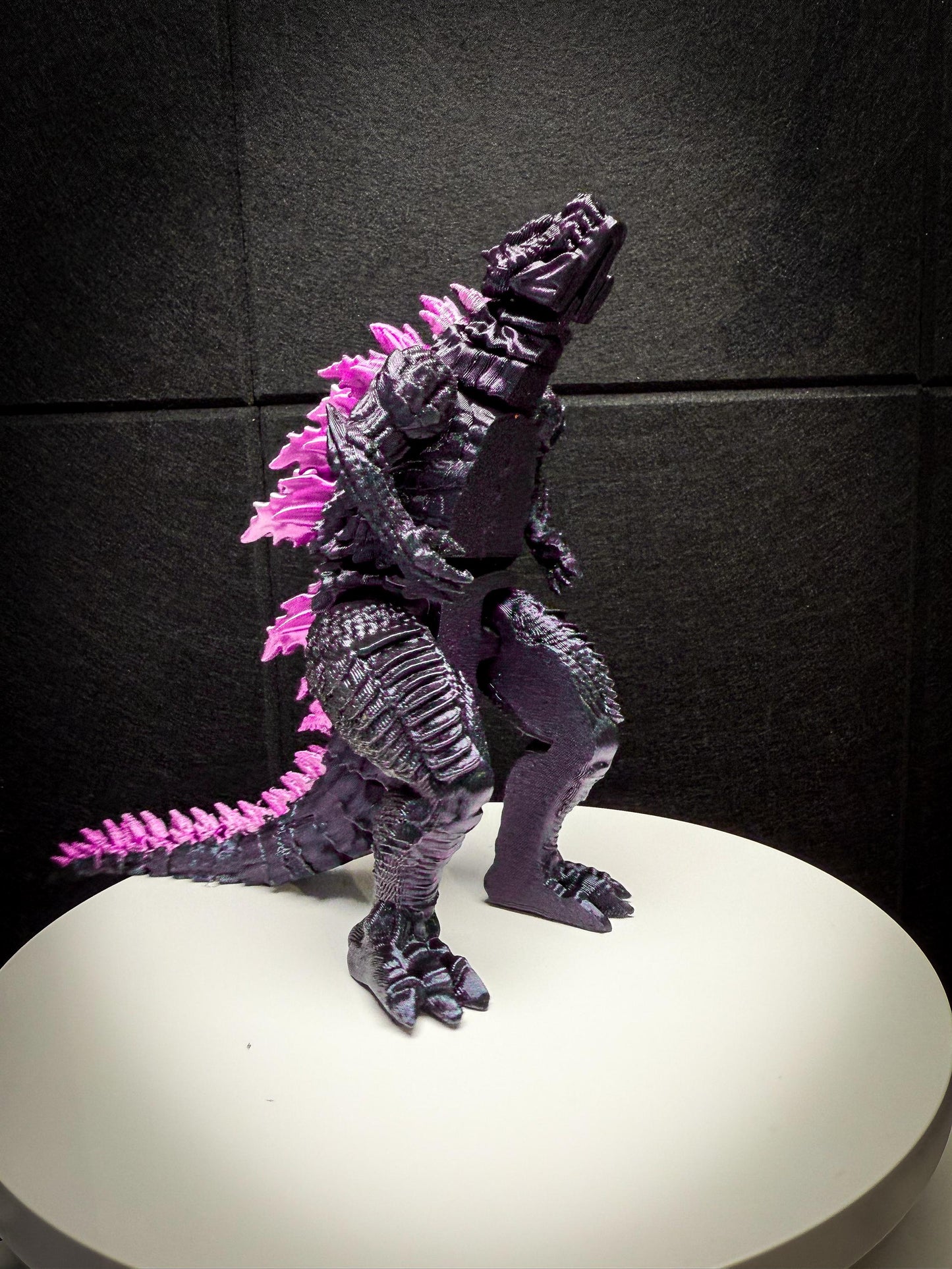 Fully Articulated Godzilla Figure Powered Shiny Pink 11 Inches! Posable Moving Handmade Kaiju Toy | Flexible Limbs | Gift for Monster Fans