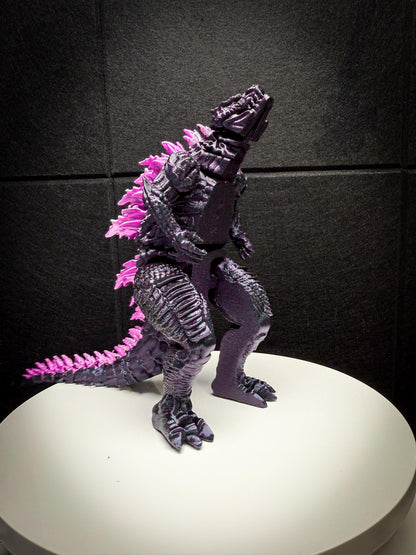 Fully Articulated Godzilla Figure Powered Shiny Pink 11 Inches! Posable Moving Handmade Kaiju Toy | Flexible Limbs | Gift for Monster Fans