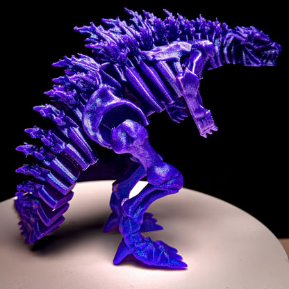 Fully Articulated Skeletonized Godzilla Purple Nebula Vibrant Galaxy Figure | Posable Handmade Titan Toy | Skeleton Kaiju Monster Dragon