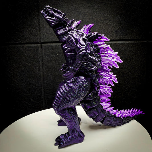 Fully Articulated Godzilla Shiney Dark Purple Figure 11 Inches! | Poseable Moving Handmade Kaiju Toy Flexible Limbs | Gift for Monster Fans