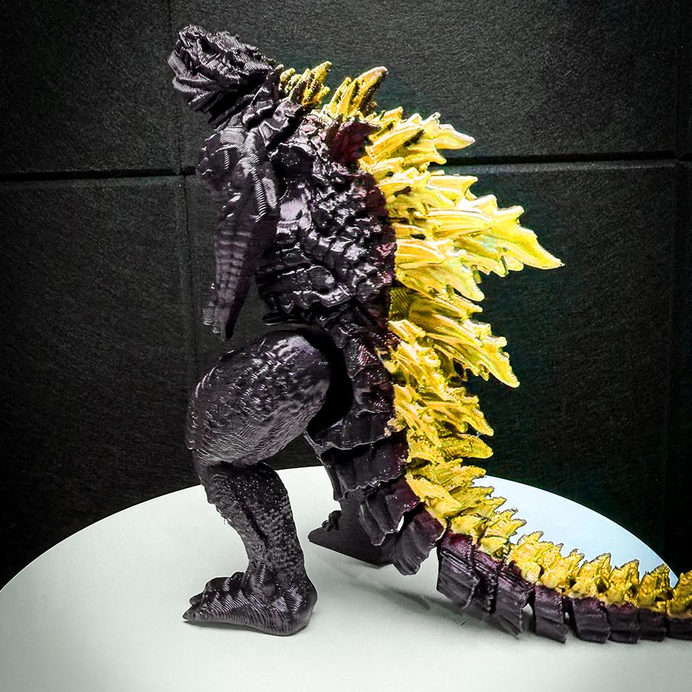 Fully Articulated Godzilla Figure Powered Gold Posable Kaiju Toy