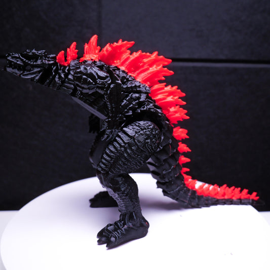 Fully Articulated Godzilla Evil Bright Red Figure 11 Inches! | Poseable Moving Handmade Kaiju Toy Flexible Limbs | Gift for Monster Fans