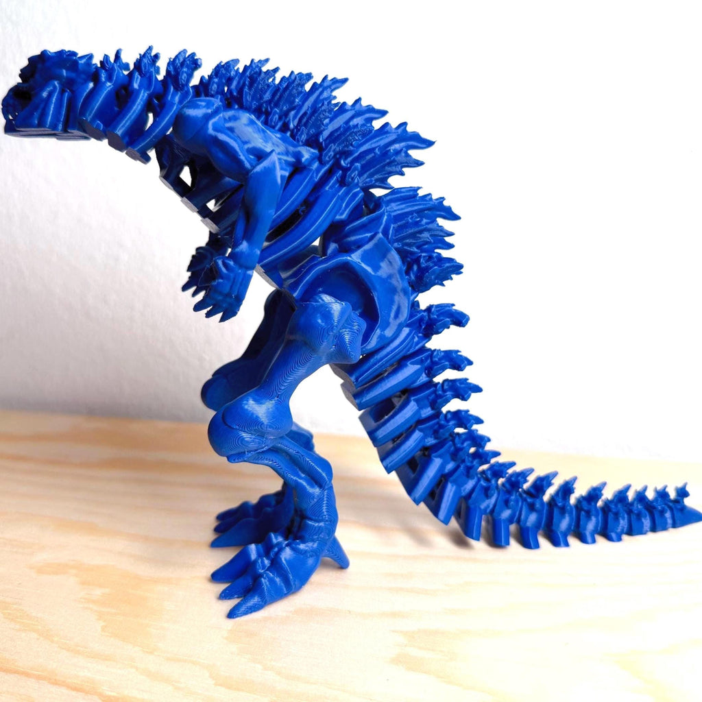 Royal Blue Fully Articulated Skeletonized Godzilla Figure Bone Fossil Posable Toy