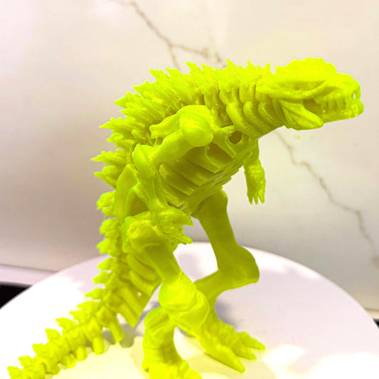 Fully Articulated Skeletonized Godzilla Icey Bright Vibrant Blue Figure | Poseable Moving Handmade Titan Toy | Skeleton Kaiju | Perfect Gift