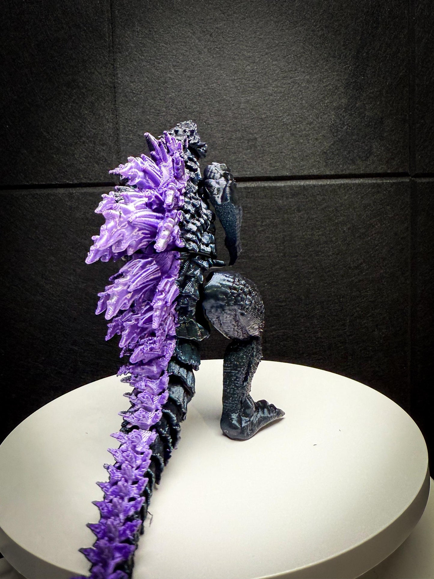 Fully Articulated Godzilla Shiney Dark Purple Figure 11 Inches! | Poseable Moving Handmade Kaiju Toy Flexible Limbs | Gift for Monster Fans