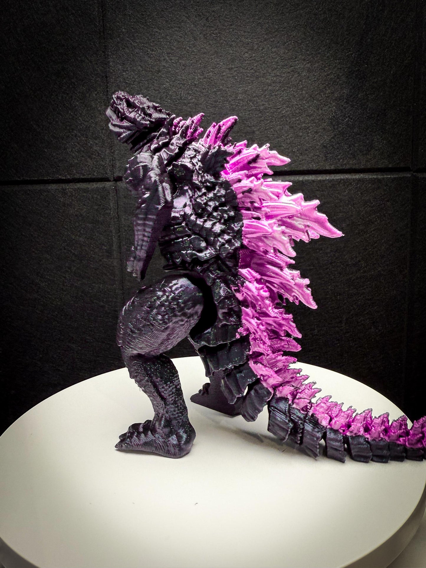 Fully Articulated Godzilla Figure Powered Shiny Pink 11 Inches! Posable Moving Handmade Kaiju Toy | Flexible Limbs | Gift for Monster Fans