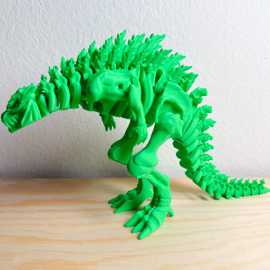 Fully Articulated Bright Green Skeletonized Godzilla Figure Bone Fossil 3D | Posable Moving Handmade Titan Bones Toy Skeleton Kaiju Monster