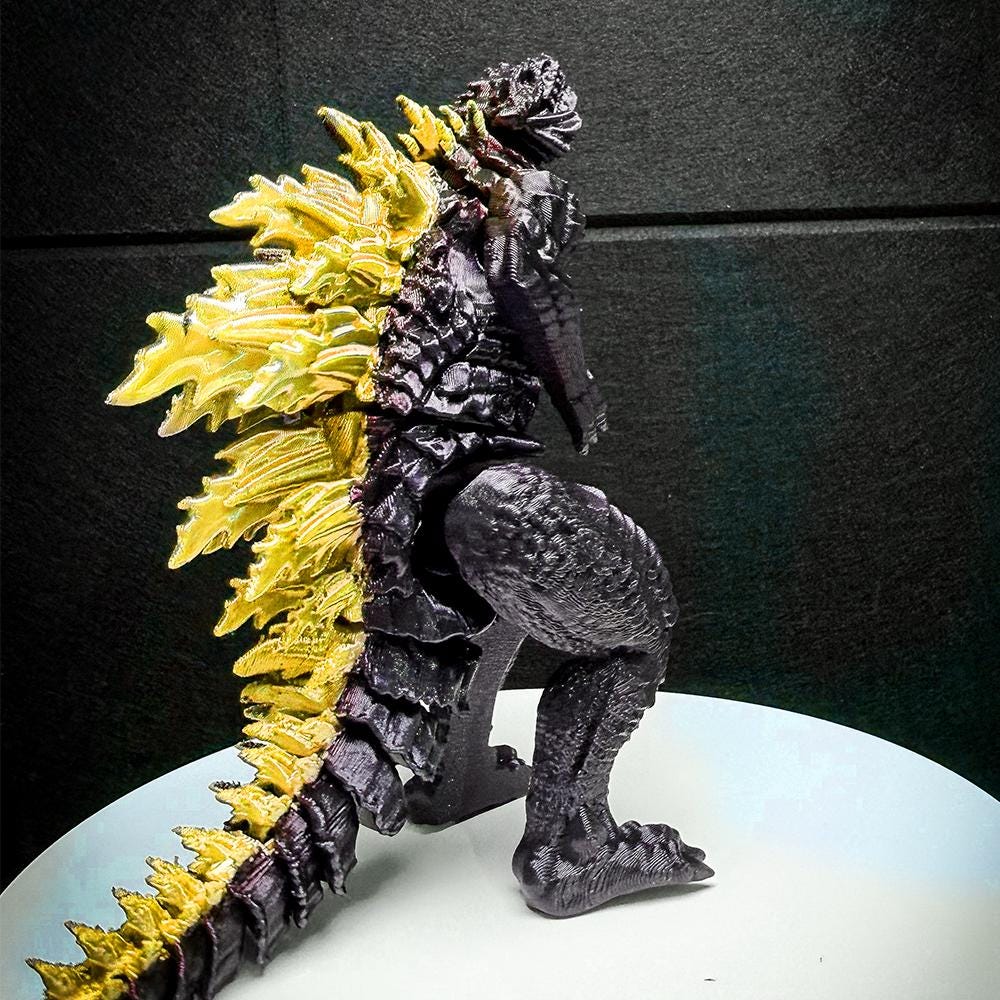 Fully Articulated Godzilla Figure Powered Gold Posable Kaiju Toy