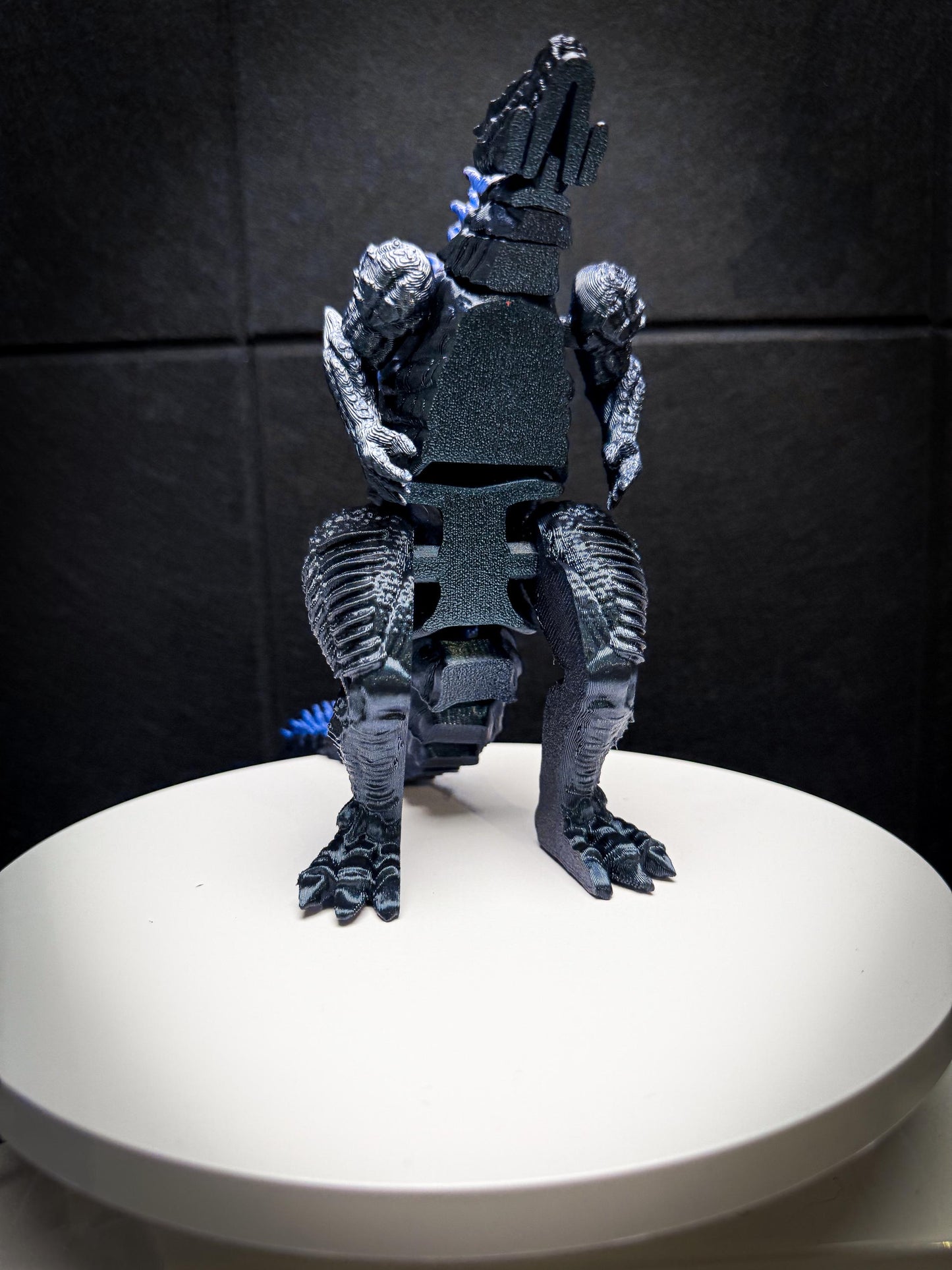 Fully Articulated Godzilla Figure Powered Shiny Blue 11 Inches! Posable Moving Handmade Kaiju Toy | Flexible Limbs | Gift for Monster Fans