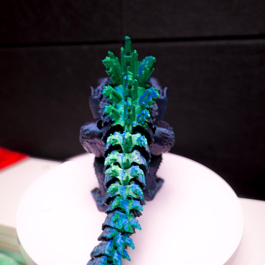 Fully Articulated Godzilla Shiney Blue & Green Figure 11 Inches! | Poseable Moving Handmade Kaiju Toy Flexible Limbs | Gift for Monster Fans
