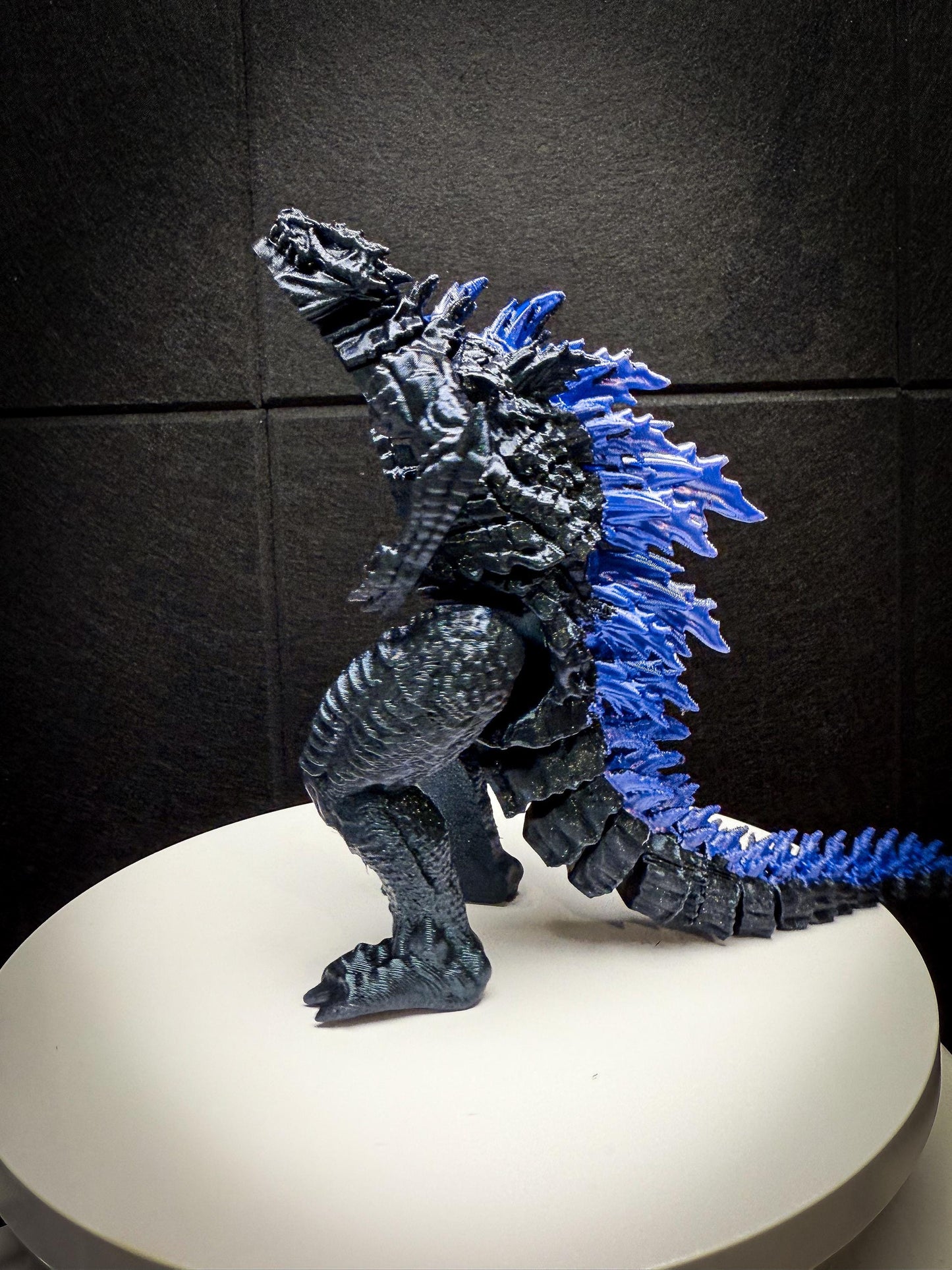 Fully Articulated Godzilla Figure Powered Shiny Blue 11 Inches! Posable Moving Handmade Kaiju Toy | Flexible Limbs | Gift for Monster Fans