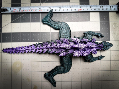 Fully Articulated Godzilla Shiney Dark Purple Figure 11 Inches! | Poseable Moving Handmade Kaiju Toy Flexible Limbs | Gift for Monster Fans