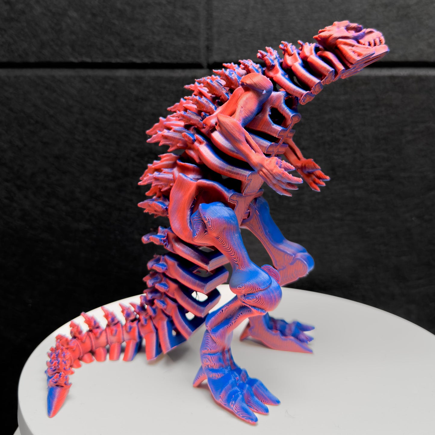 Fully Articulated Skeletonized Godzilla 3D Effect Red & Blue Figure | Poseable Moving Handmade Titan Toy | Skeleton Kaiju | Perfect Gift