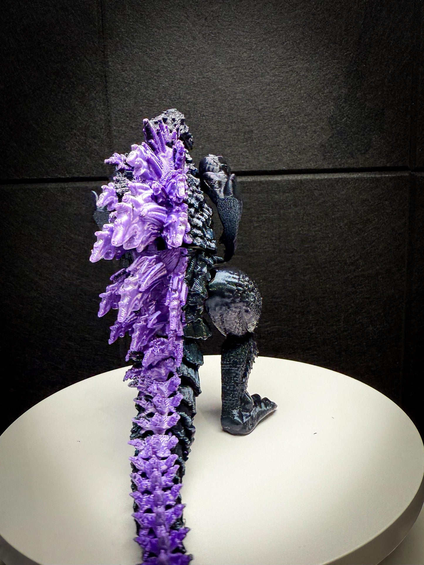 Fully Articulated Godzilla Shiney Dark Purple Figure 11 Inches! | Poseable Moving Handmade Kaiju Toy Flexible Limbs | Gift for Monster Fans