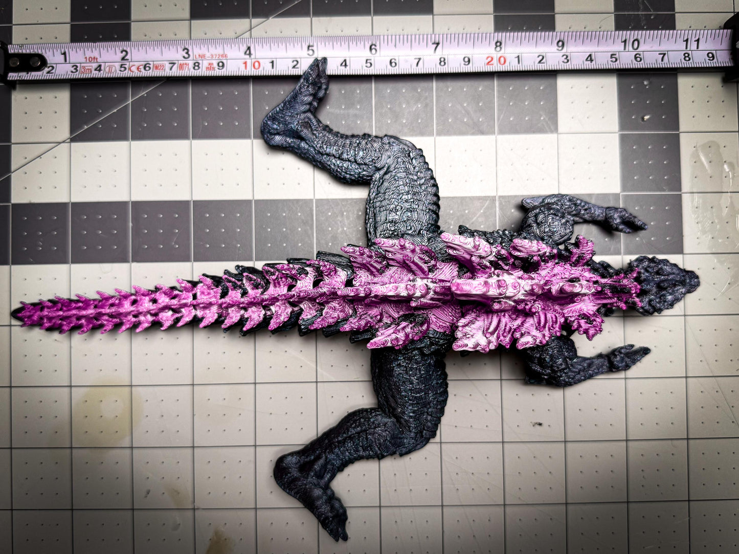 Fully Articulated Godzilla Figure Powered Shiny Pink 11 Inches! Posable Moving Handmade Kaiju Toy | Flexible Limbs | Gift for Monster Fans