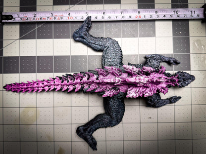 Fully Articulated Godzilla Figure Powered Shiny Pink 11 Inches! Posable Moving Handmade Kaiju Toy | Flexible Limbs | Gift for Monster Fans