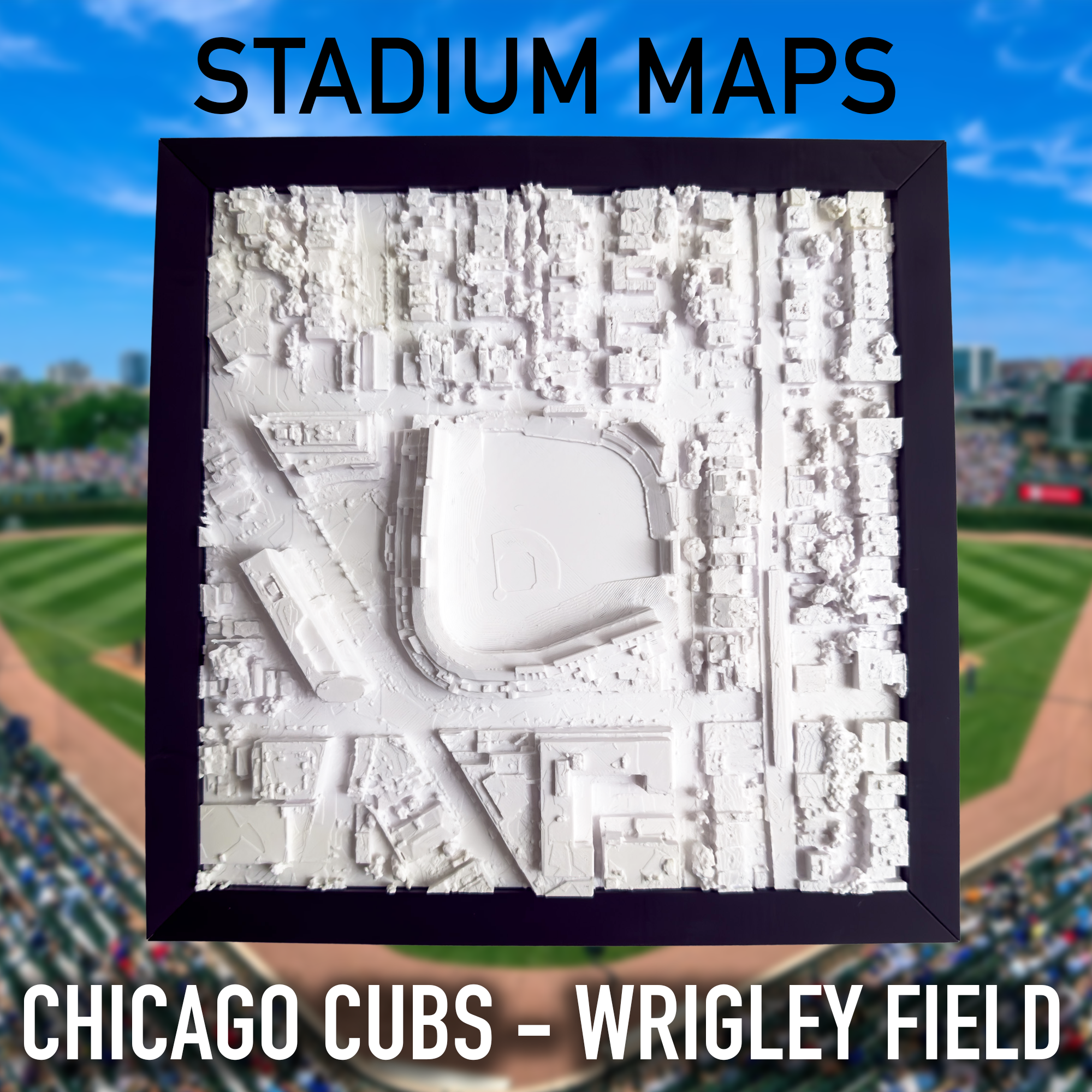 Stadium Map Chicago Cubs - Wrigley Field Wall Art Piece