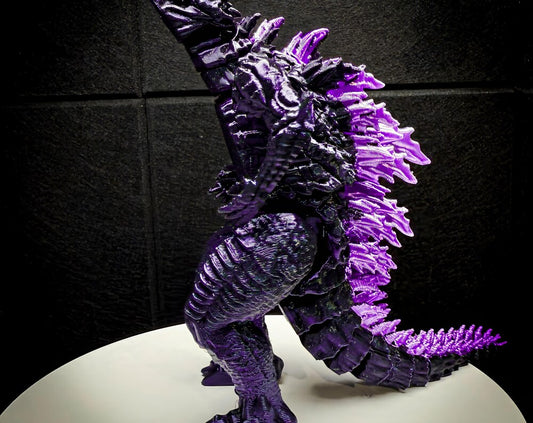 Fully Articulated Godzilla Shiney Dark Purple Figure 11 Inches! | Poseable Moving Handmade Kaiju Toy Flexible Limbs | Gift for Monster Fans
