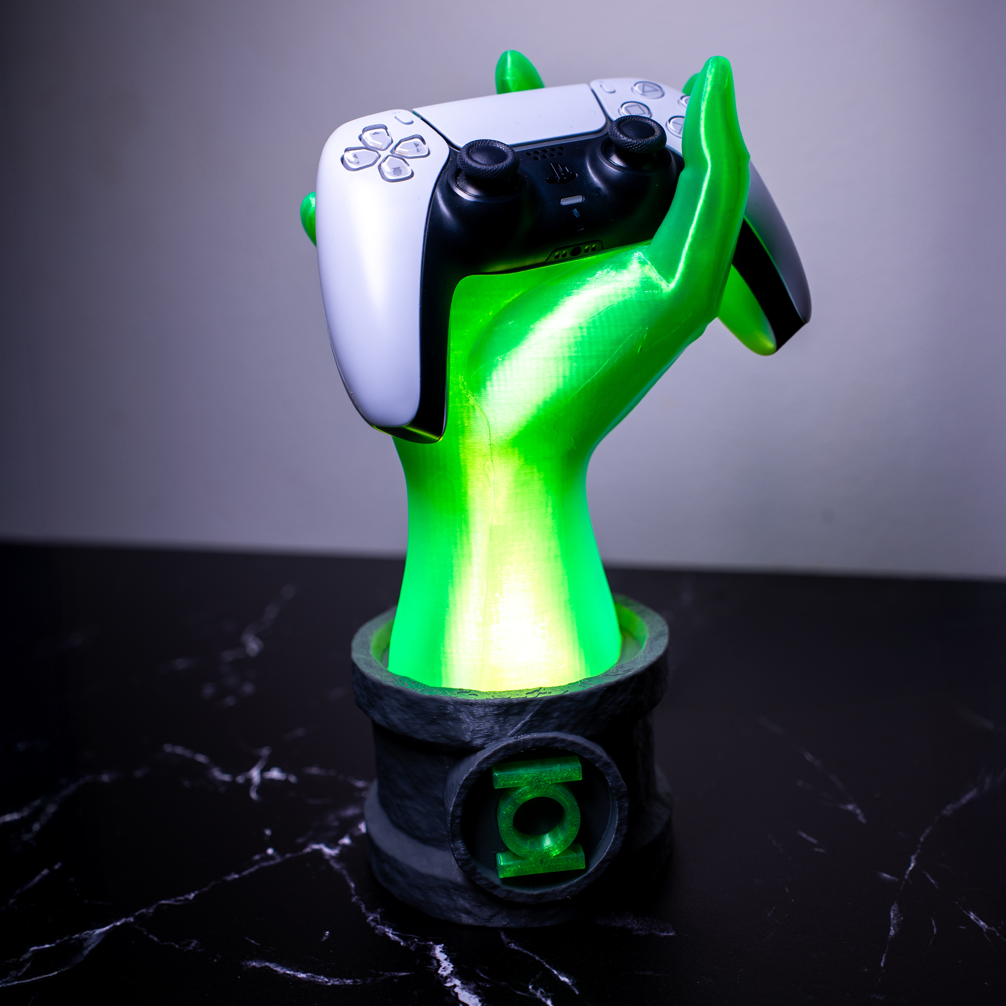 Green Lantern Transparent Light Up Superhero Arm Hand Controller Stand