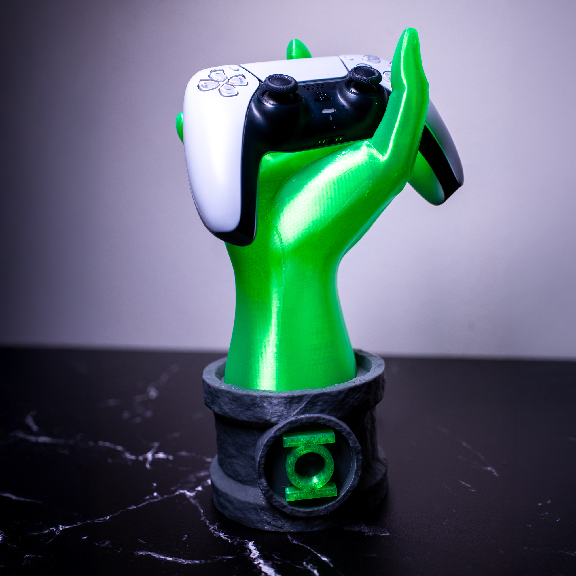 Green Lantern Transparent Light Up Superhero Arm Hand Controller Stand